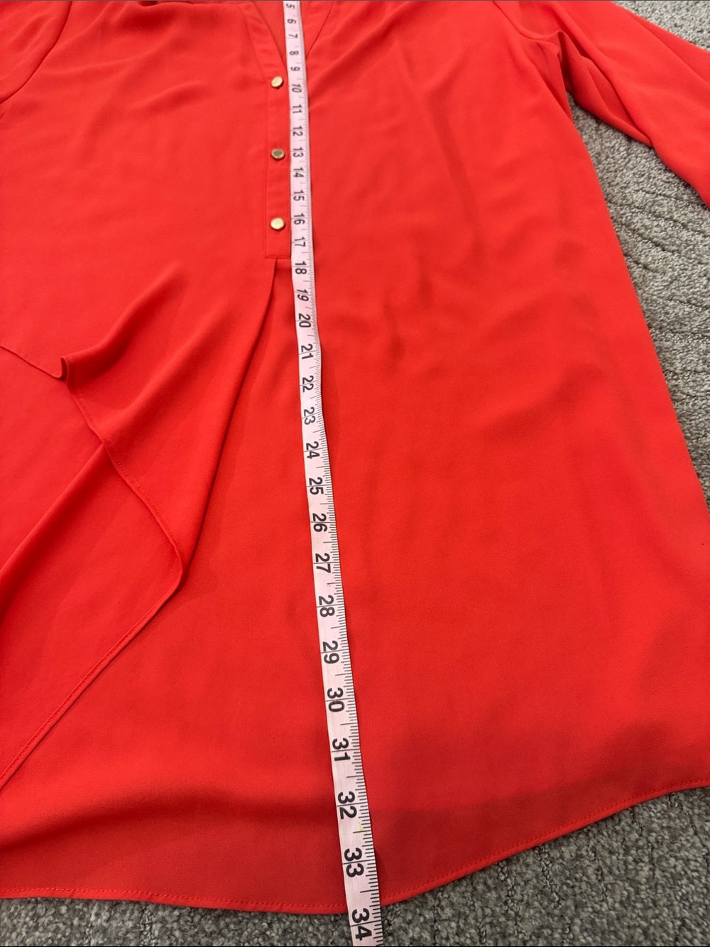 Chico's Red Split-Neck Ruffle Tunic - Picture 3 of 7